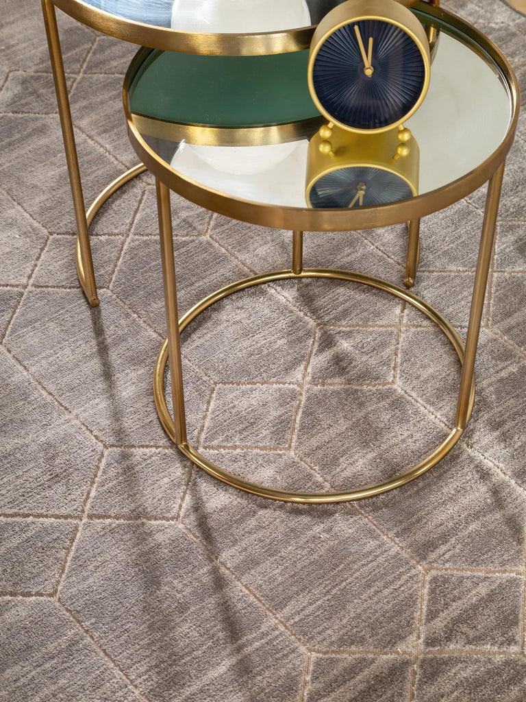 Tapis bohème motif losange gris 66x110 cm