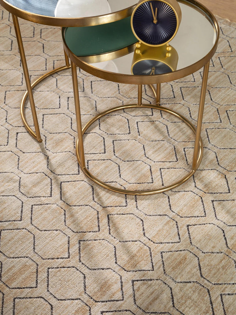 Tapis géométrique nid d'abeille marron 66x110 cm