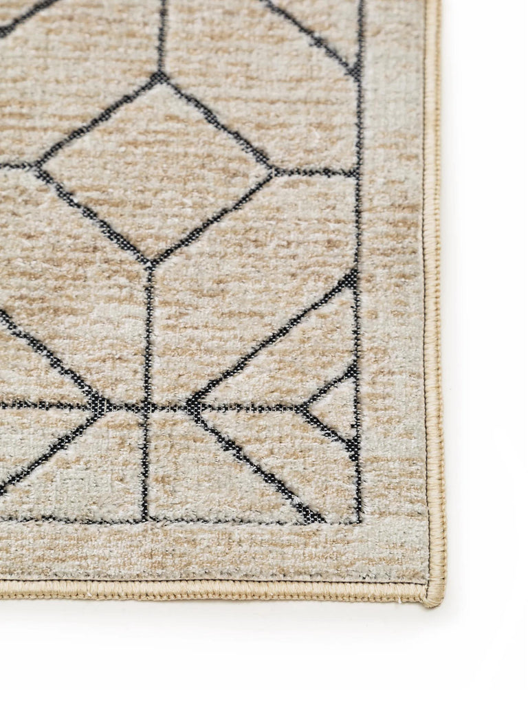 Tapis géométrique motif losange crème 66x110 cm