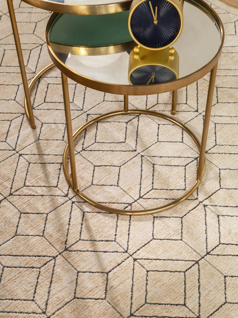 Tapis géométrique motif losange crème 66x110 cm