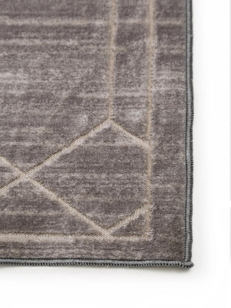 Tapis bohème motif losange gris 66x110 cm