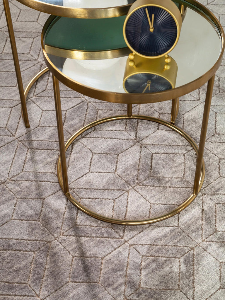 Tapis vintage motif losange gris 66x110 cm