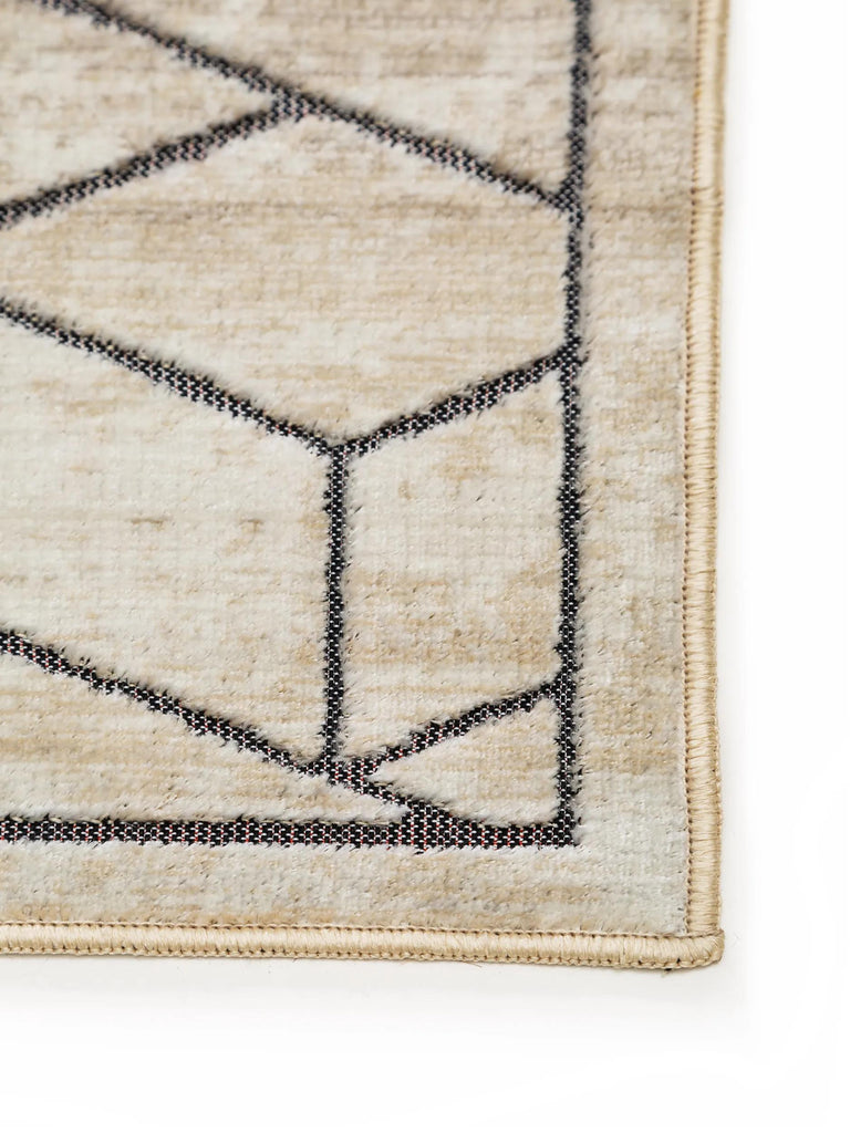 Tapis géométrique motif 3d crème 66x110 cm