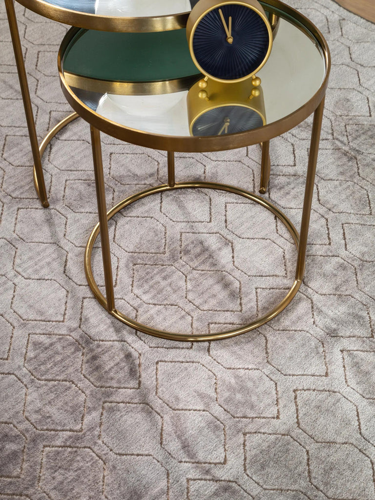 Tapis vintage nid d'abeille gris 66x110 cm