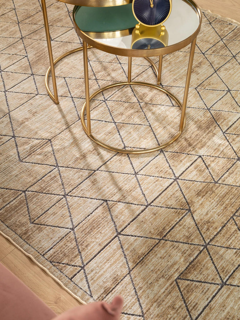 Tapis géométrique crème 140x200 cm