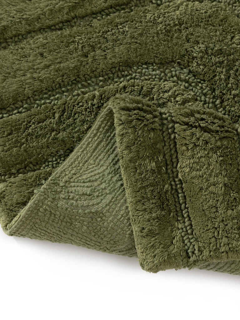 Tapis géométrique design de bain vert en coton 70x120 cm