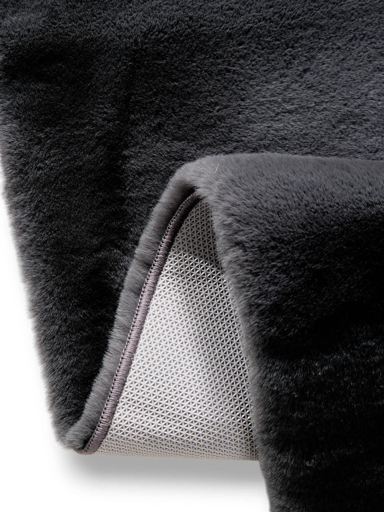 Tapis shaggy fausse fourrure de couloir noir 80x240 cm