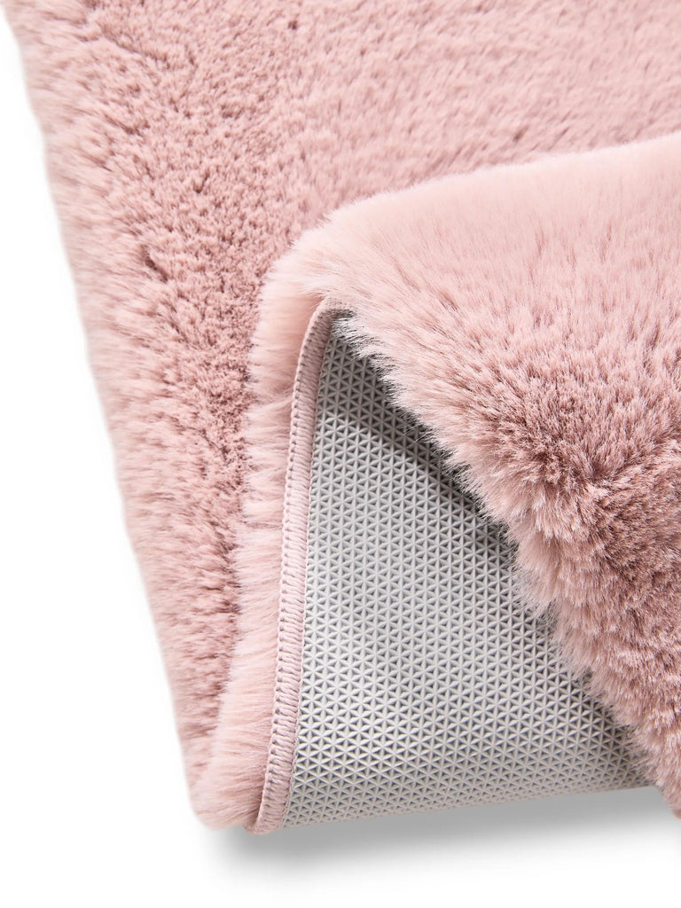 Tapis shaggy fausse fourrure de couloir rose 80x240 cm