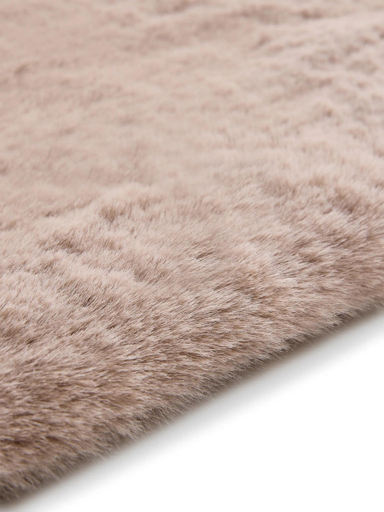 Tapis shaggy fausse fourrure de couloir taupe 80x240 cm