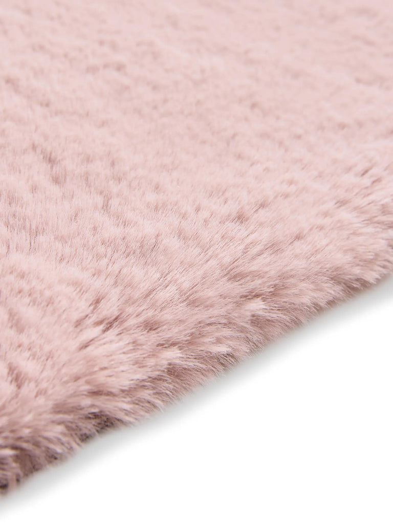 Tapis shaggy fausse fourrure de couloir rose 80x240 cm