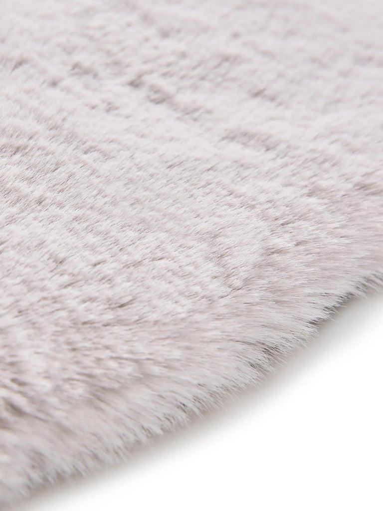 Tapis shaggy fausse fourrure rond gris clair 120 cm de diamètre