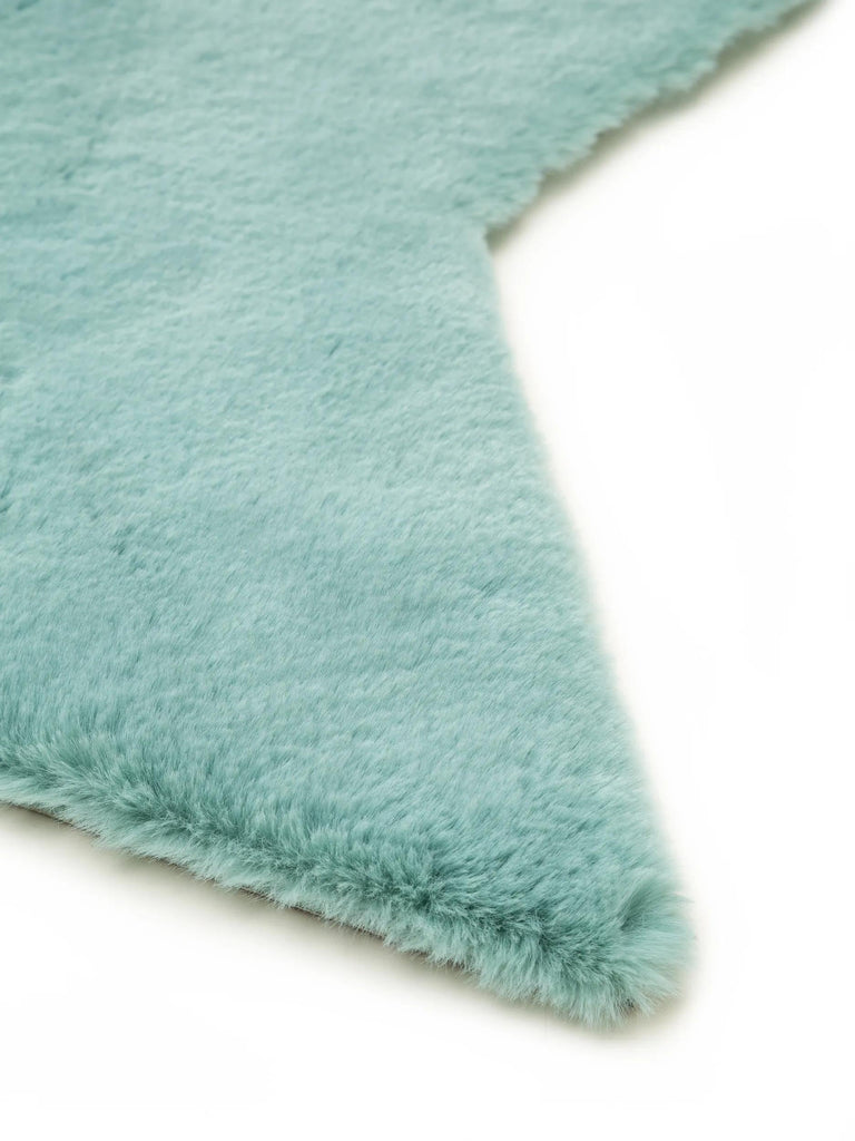 Tapis shaggy forme étoile enfant turquoise 100x100 cm