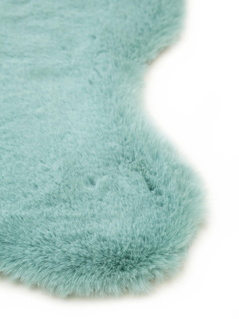 Tapis shaggy peau fausse fourrure turquoise 60x90 cm