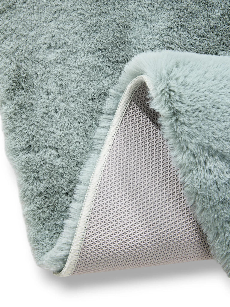 Tapis shaggy fausse fourrure rond vert menthe 80 cm de diamètre