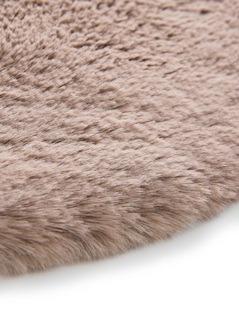 Tapis shaggy fausse fourrure rond taupe 180 cm rund