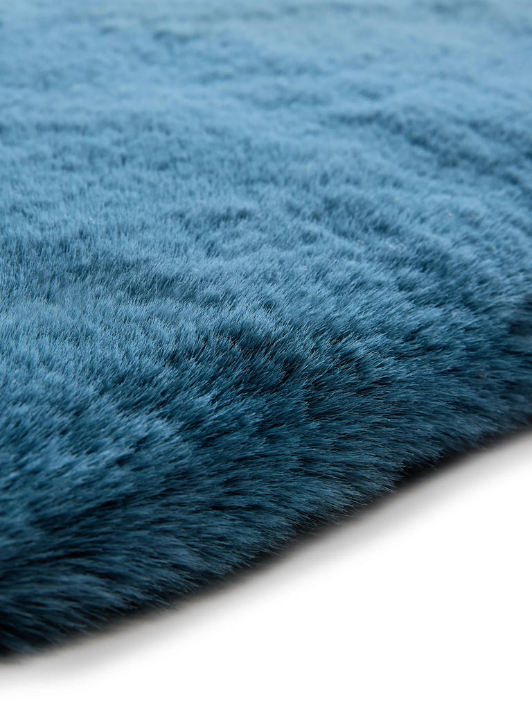 Tapis shaggy fausse fourrure bleu 230x340 cm