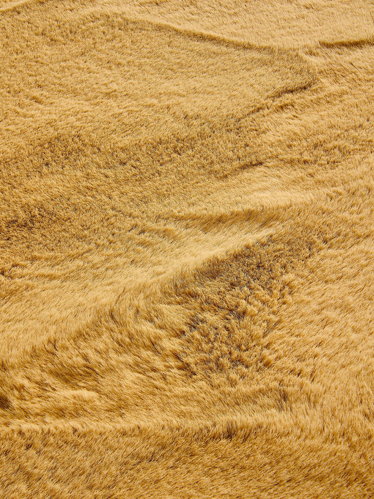 Tapis shaggy fausse fourrure rond jaune moutarde 180 cm rund