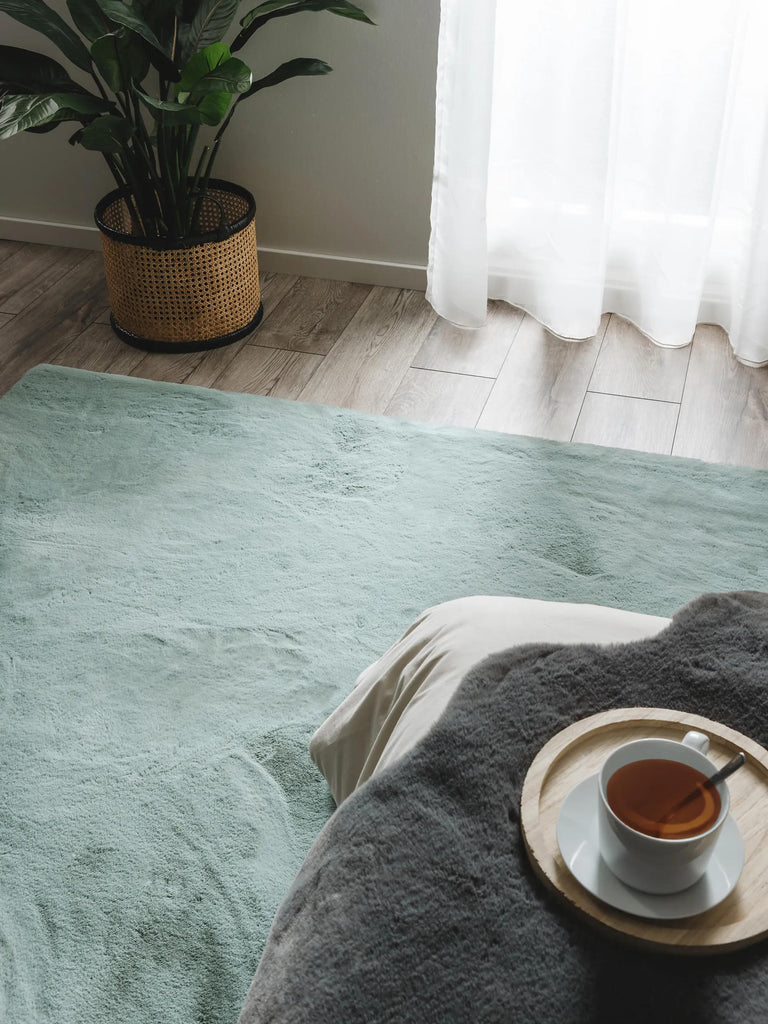 Tapis shaggy fausse fourrure vert menthe 120x170 cm