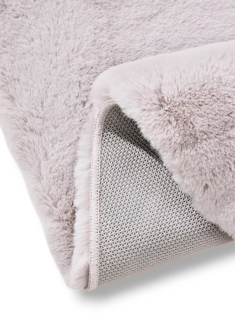 Tapis shaggy fausse fourrure rond gris clair 80 cm de diamètre