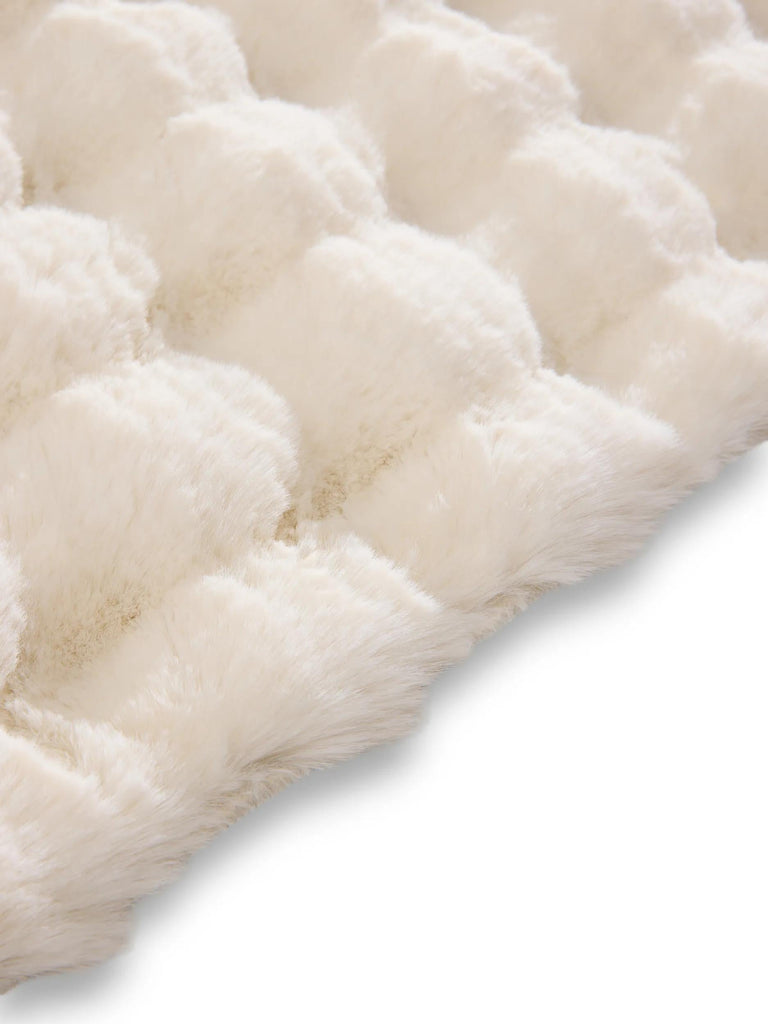 Tapis shaggy texturé boule crème 80x150 cm