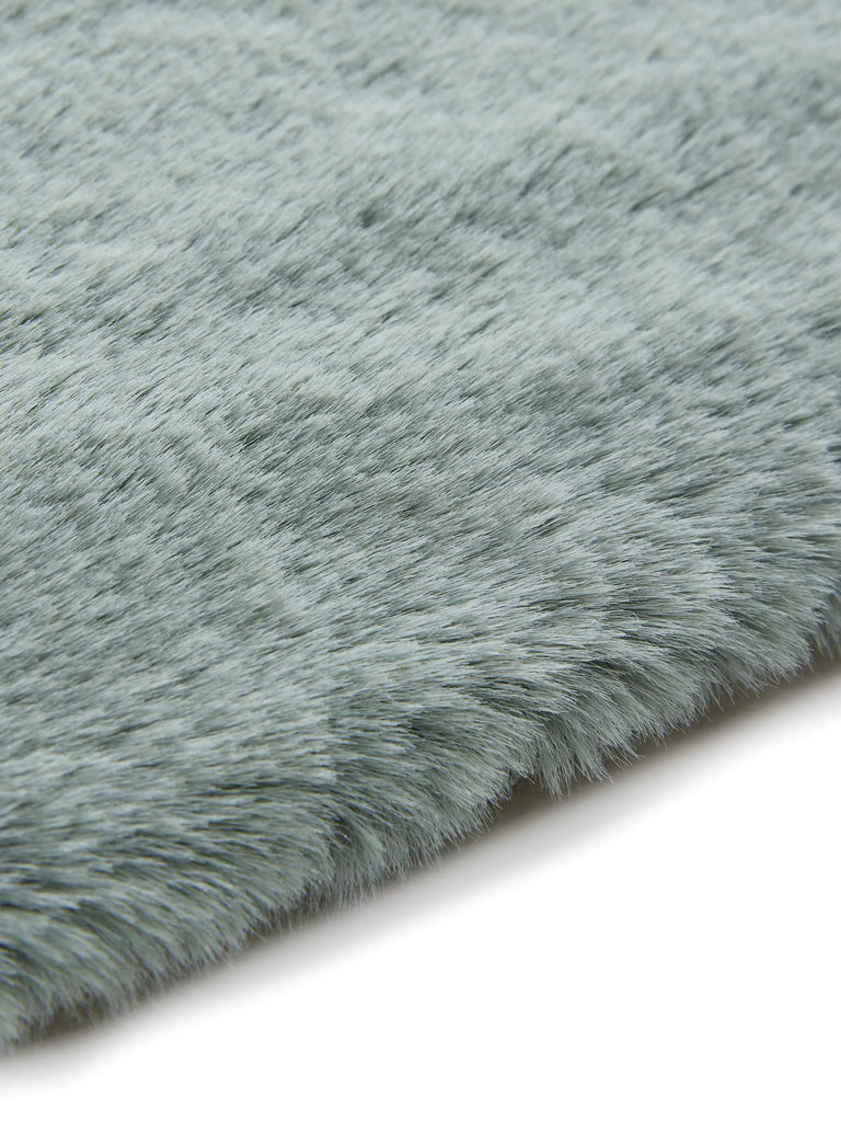 Tapis shaggy fausse fourrure rond vert menthe 120 cm de diamètre