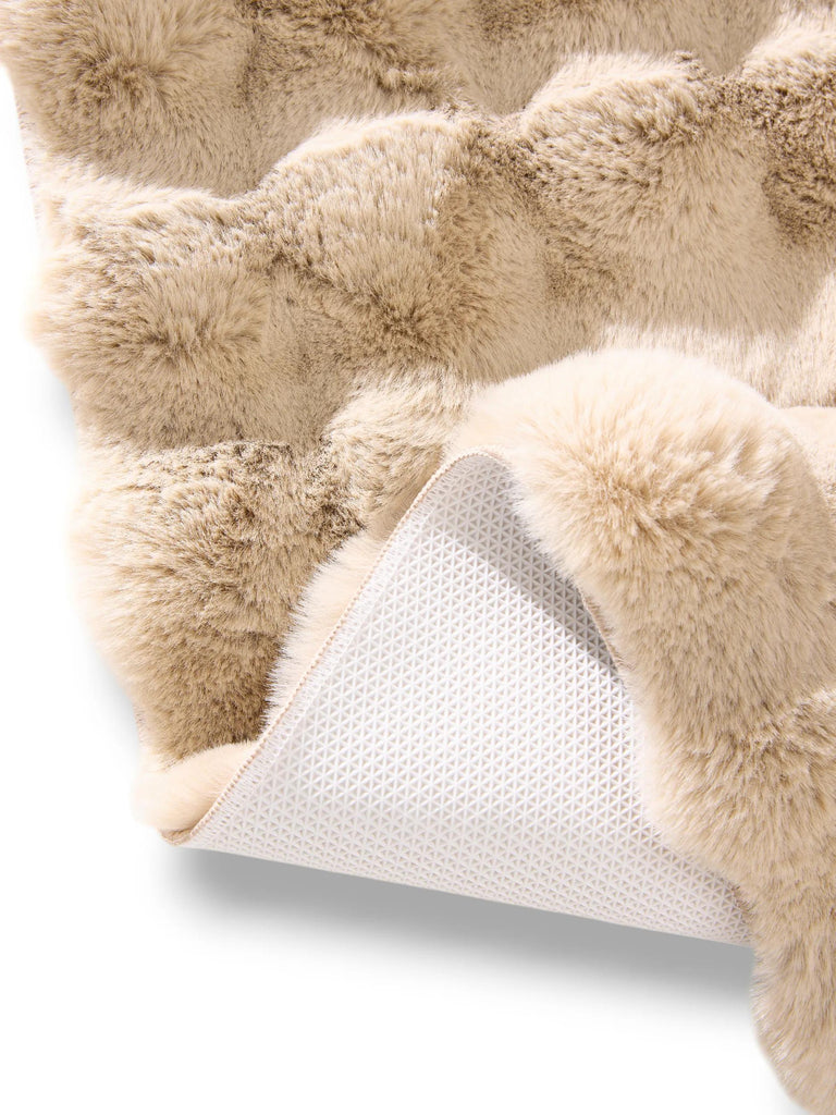 Tapis shaggy texturé boule beige 60x120 cm