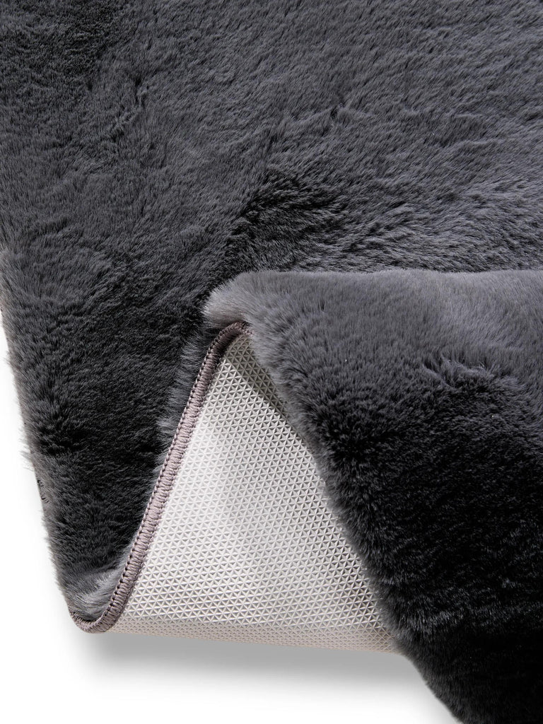 Tapis shaggy fausse fourrure noir 120x170 cm