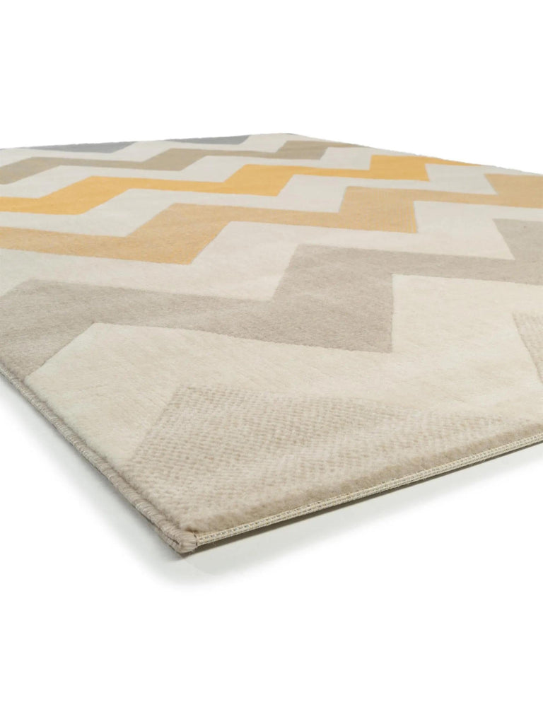 Tapis moderne motif géométrique beige et jaune 120x170 cm