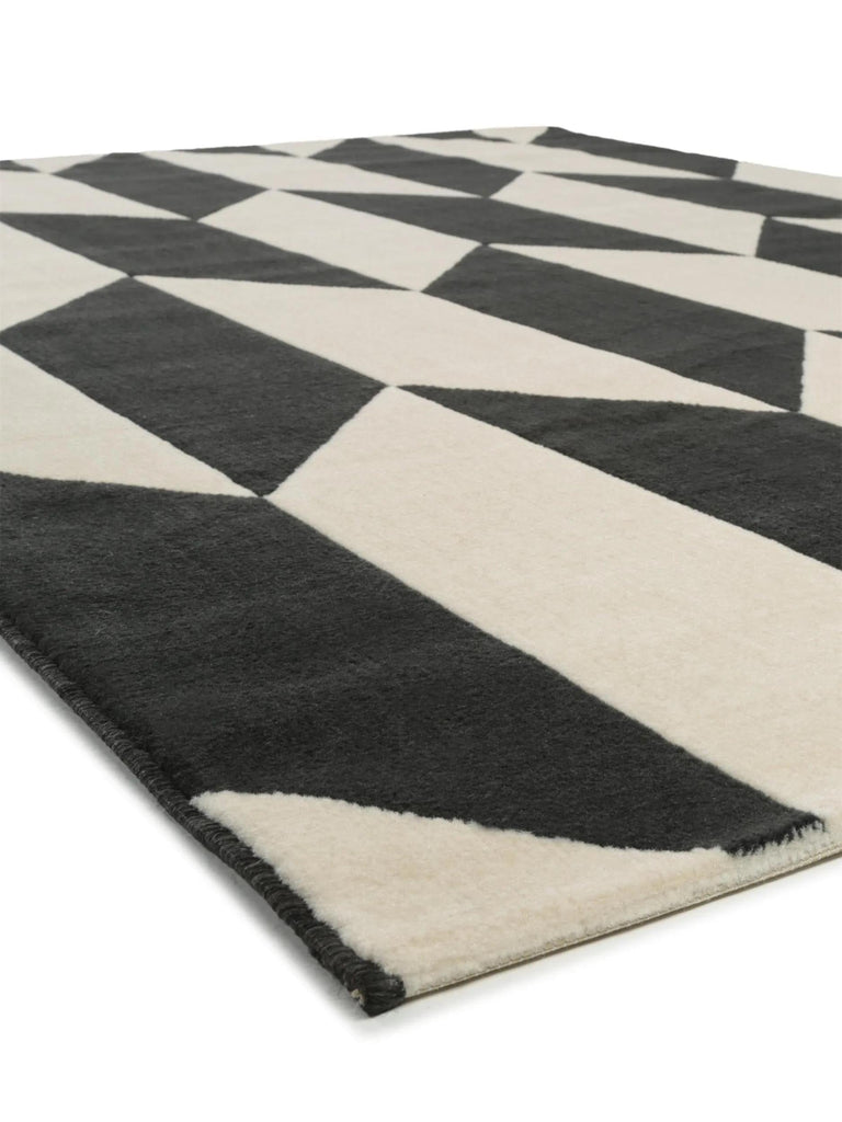 Tapis moderne motif géométrique noir et blanc 140x200 cm