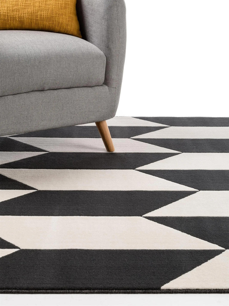 Tapis moderne motif géométrique noir et blanc 120x170 cm