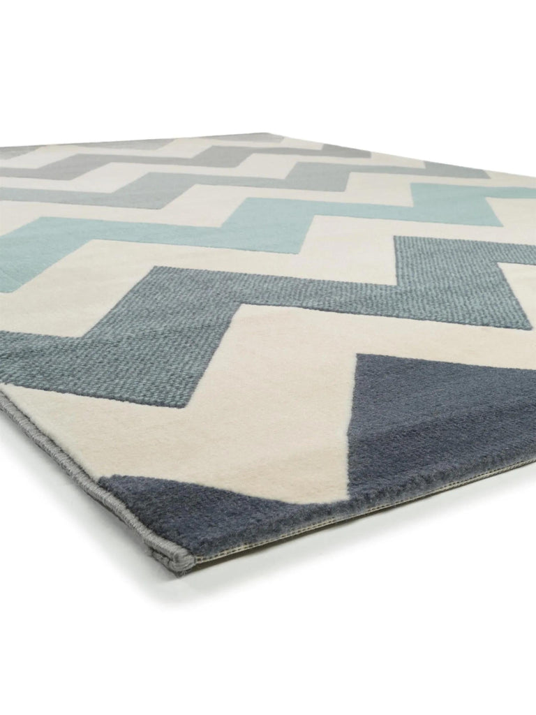 Tapis moderne motif géométrique beige et bleu 160x230 cm