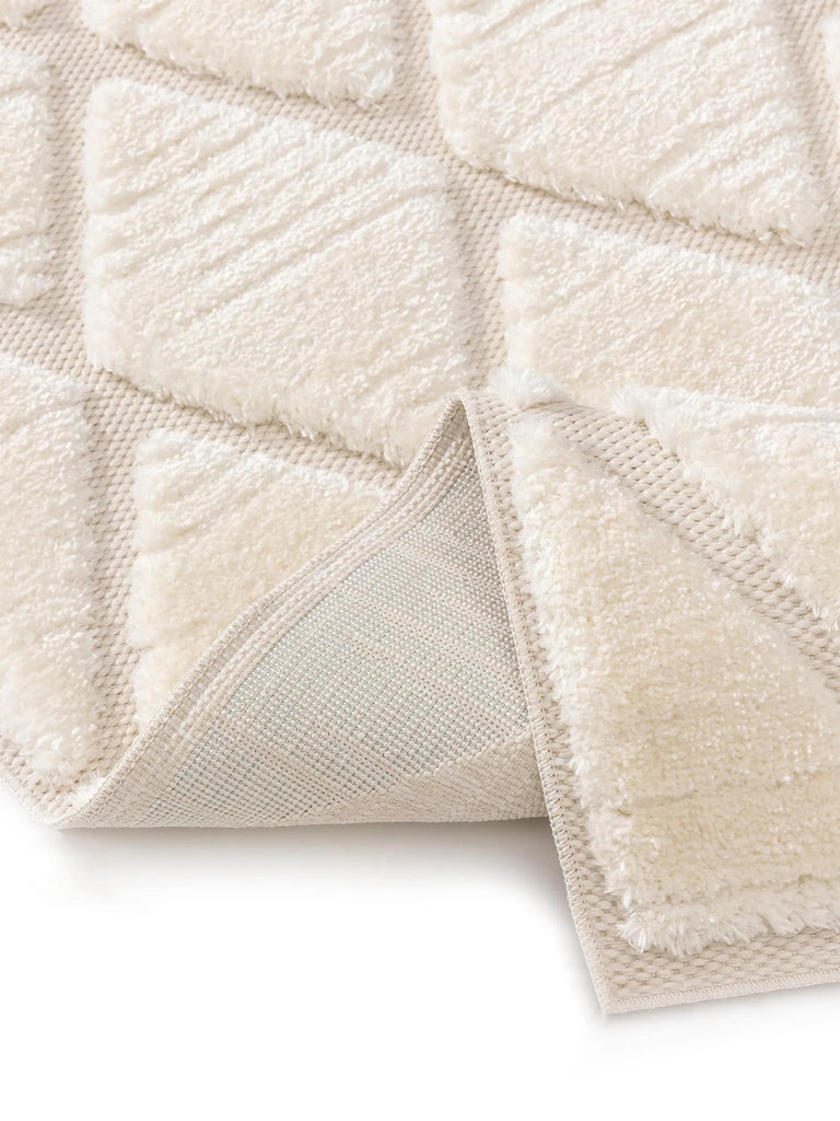 Tapis contemporain texturé motif berbère crème 250x350 cm