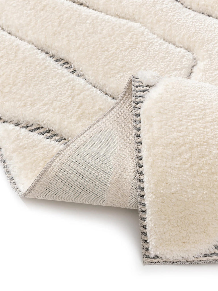 Tapis contemporain texturé motif berbère crème et gris 250x350 cm