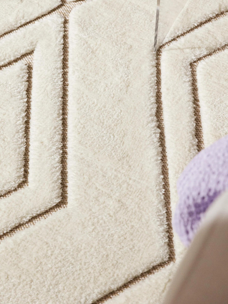 Tapis contemporain texturé motif berbère crème et beige 200x300 cm