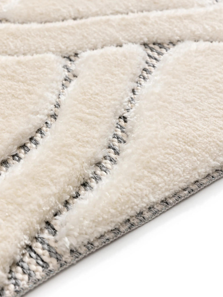 Tapis contemporain texturé motif berbère crème et gris 200x300 cm