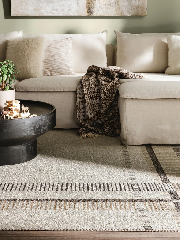 Tapis géométrique inspiration ethnique beige et marron 160x230 cm