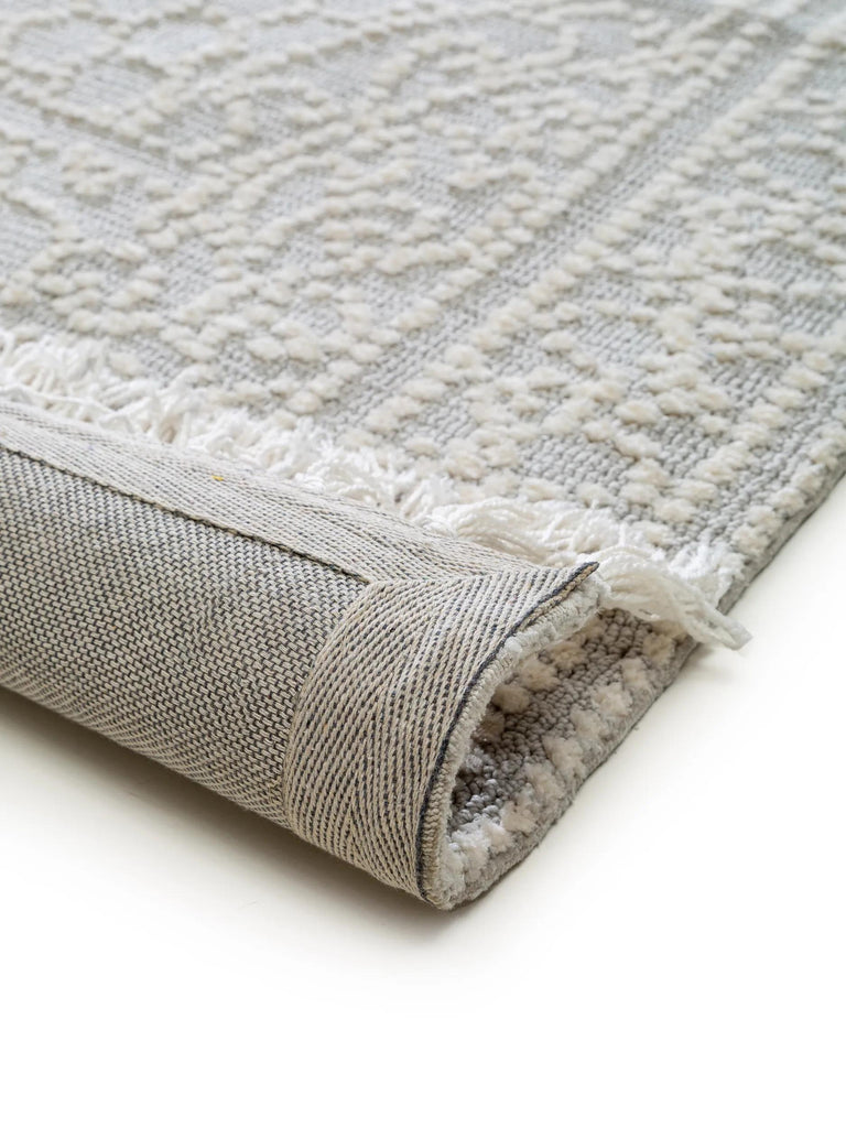 Tapis kilim oriental moderne gris et blanc 80x150 cm