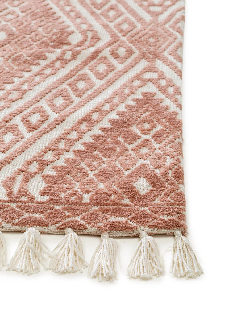 Tapis kilim moderne à franges terracotta 120x170 cm