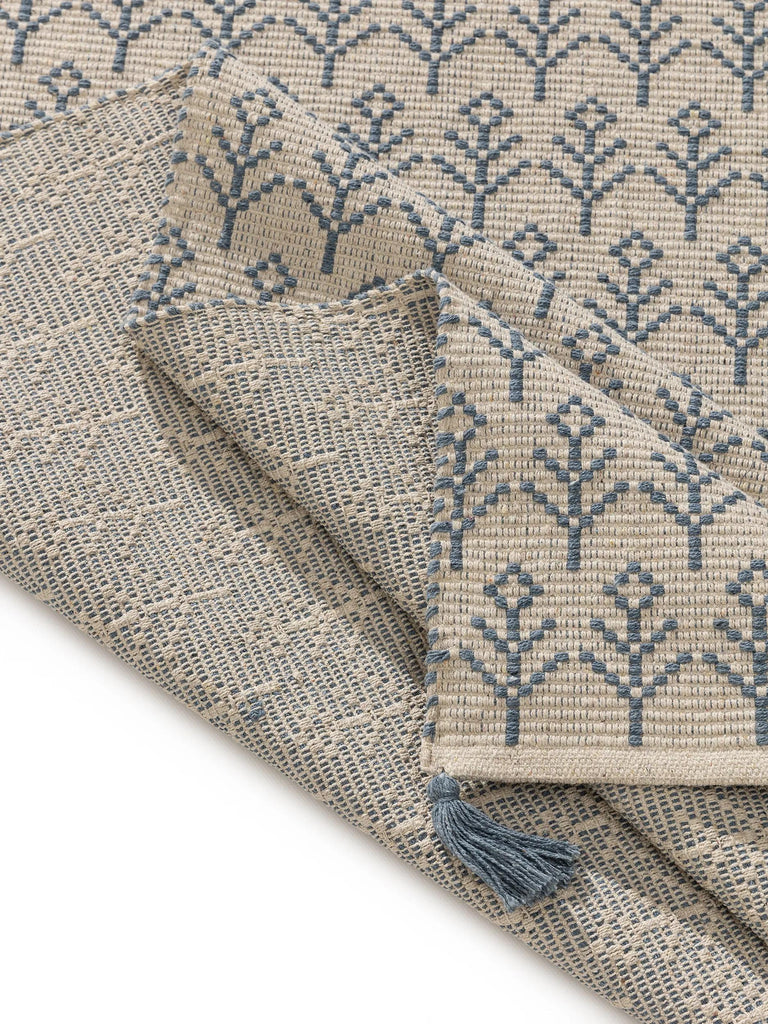 Tapis kilim motif à fleurs enfant beige et bleu 160x230 cm