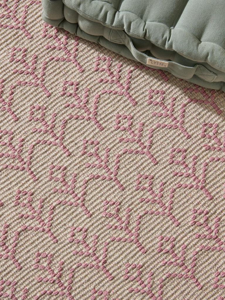 Tapis kilim motif à fleurs enfant beige et rose 90x130 cm