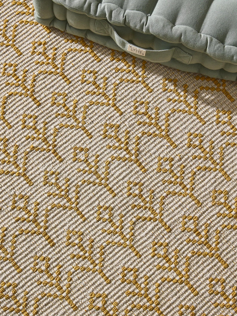 Tapis kilim motif à fleurs enfant beige et jaune 90x130 cm