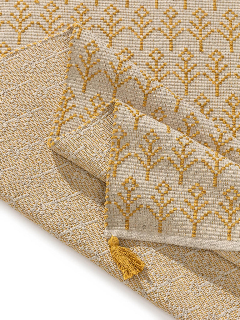 Tapis kilim motif à fleurs enfant beige et jaune 90x130 cm