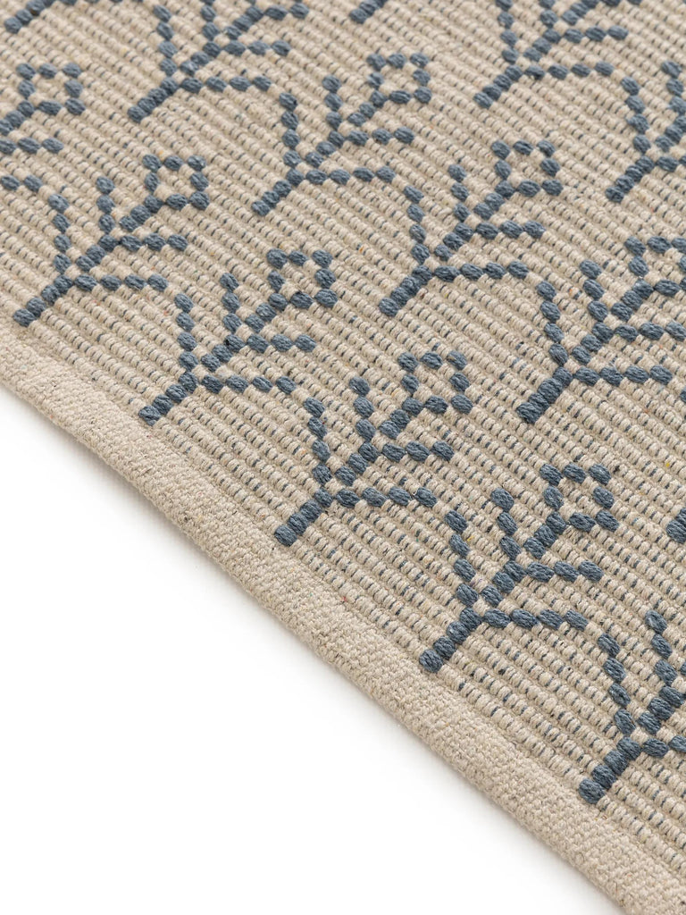 Tapis kilim motif à fleurs enfant beige et bleu 90x130 cm