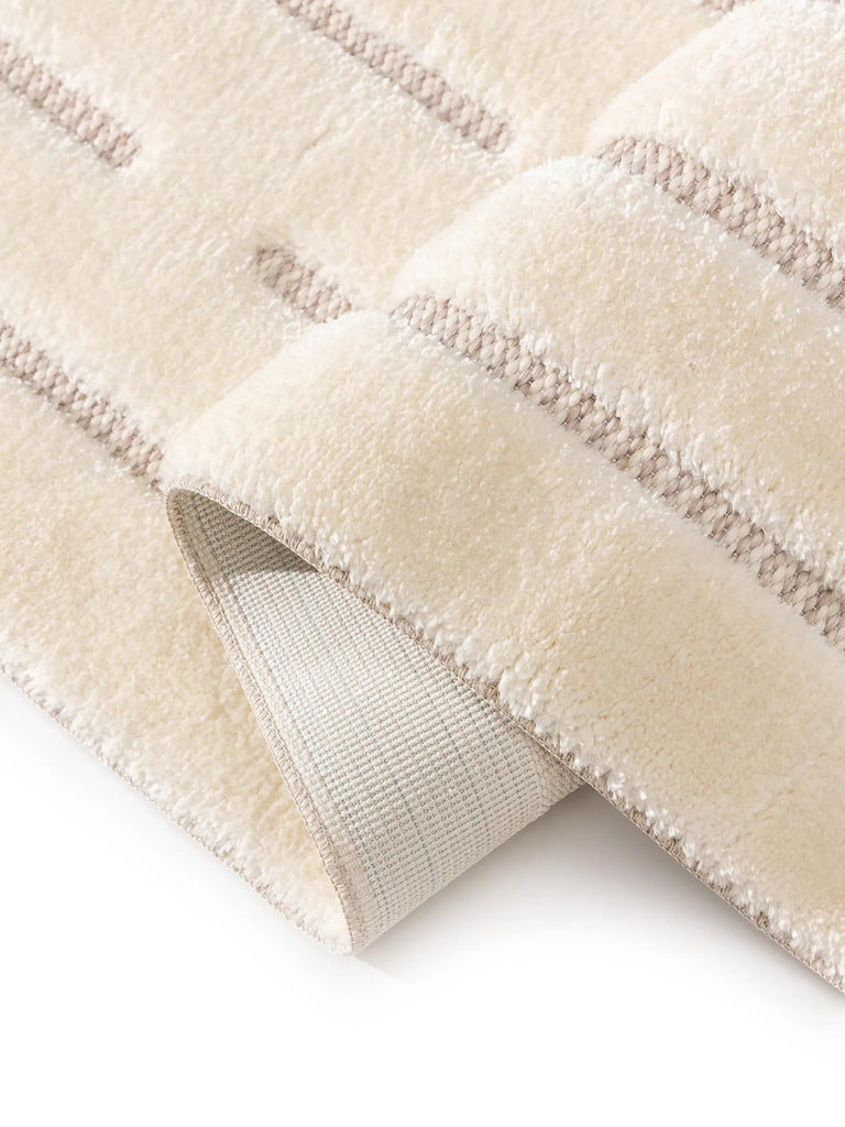 Tapis contemporain épais strillé blanc 250x350 cm