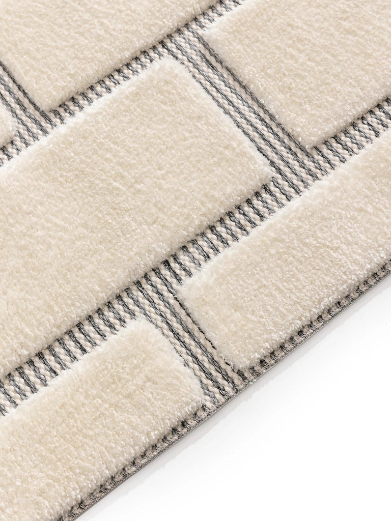 Tapis moderne motif brique blanc 200x300 cm