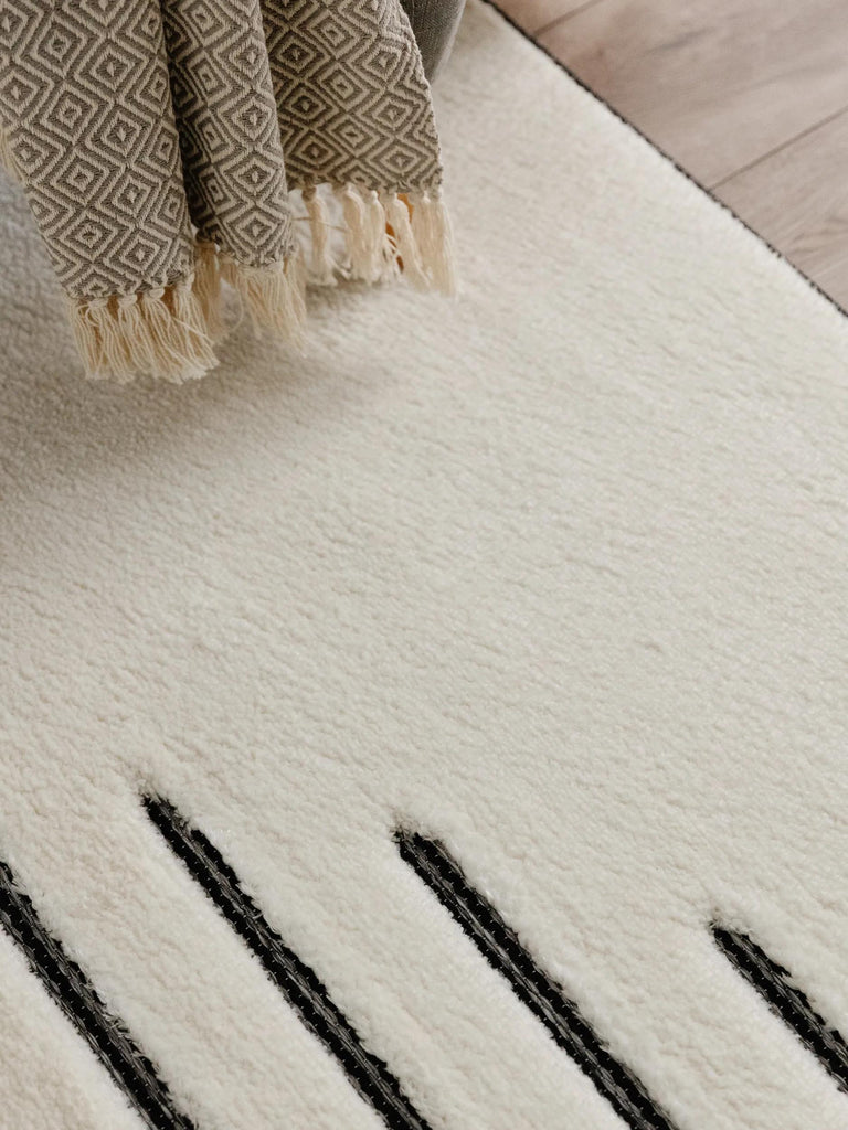 Tapis berbère épais motif losange blanc 200x300 cm