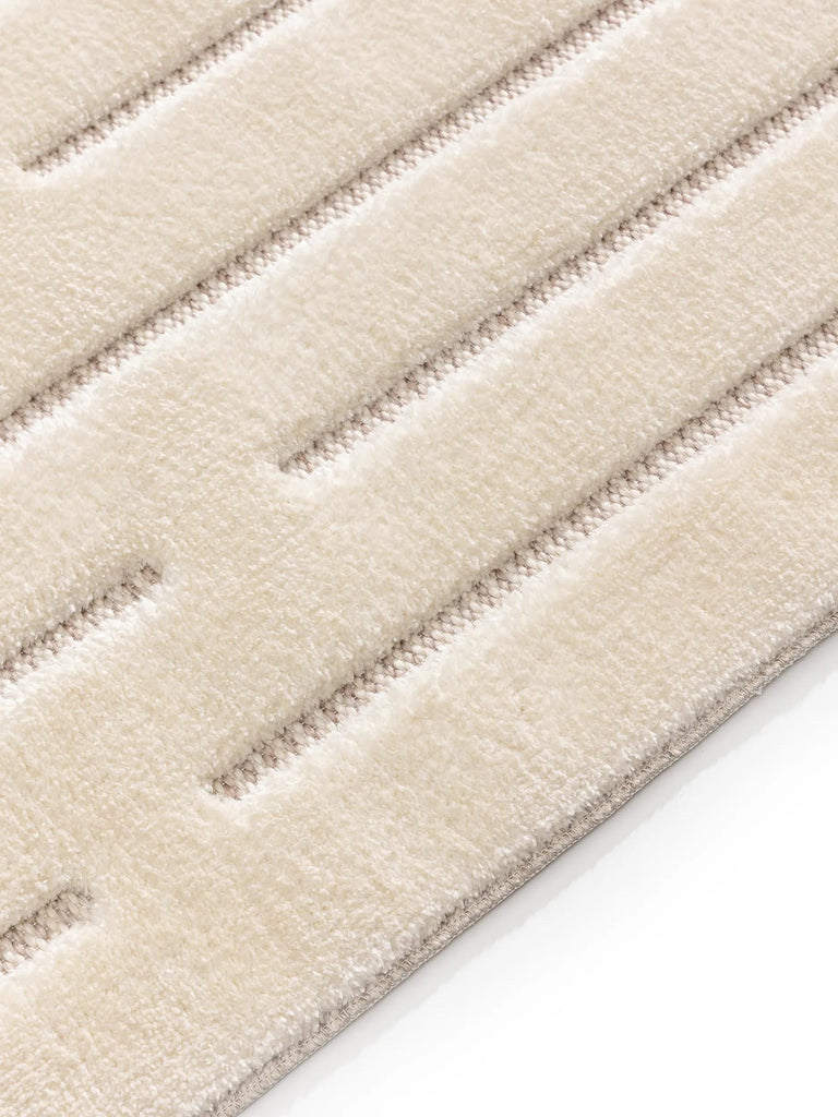 Tapis contemporain épais strillé blanc 200x300 cm