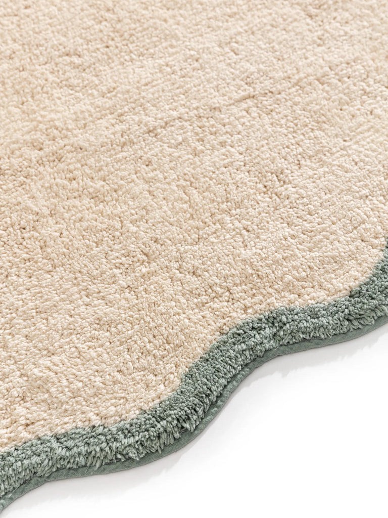 Tapis contemporain vague enfant beige et vert d'eau en coton 90x130 cm
