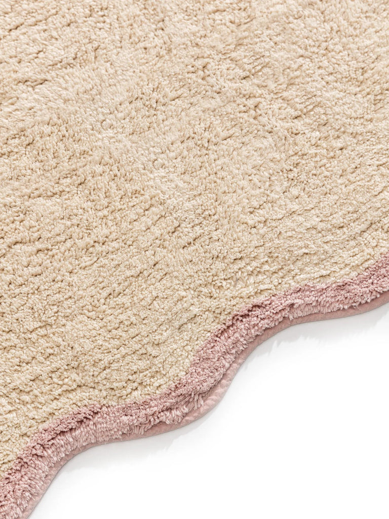 Tapis contemporain vague enfant beige et rose en coton 90x130 cm