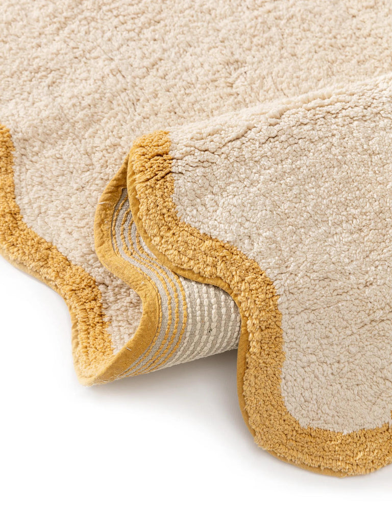 Tapis contemporain vague enfant beige et jaune en coton 120x170 cm